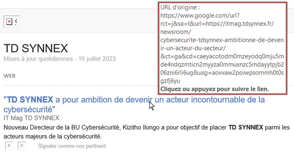 exemple de comment voir l'URL d'un lien